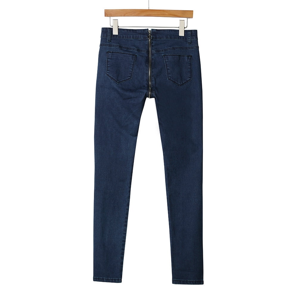 Yinguo Women Back Zipper Pencil Stretch Denim Skinny Jeans