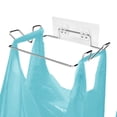 thumbnail image 1 of Soporte para bolsas de basura para puertas de armarios de cocina, contenedores de basura portátiles de acero inoxidable (con base adhesiva de pared), 1 of 5