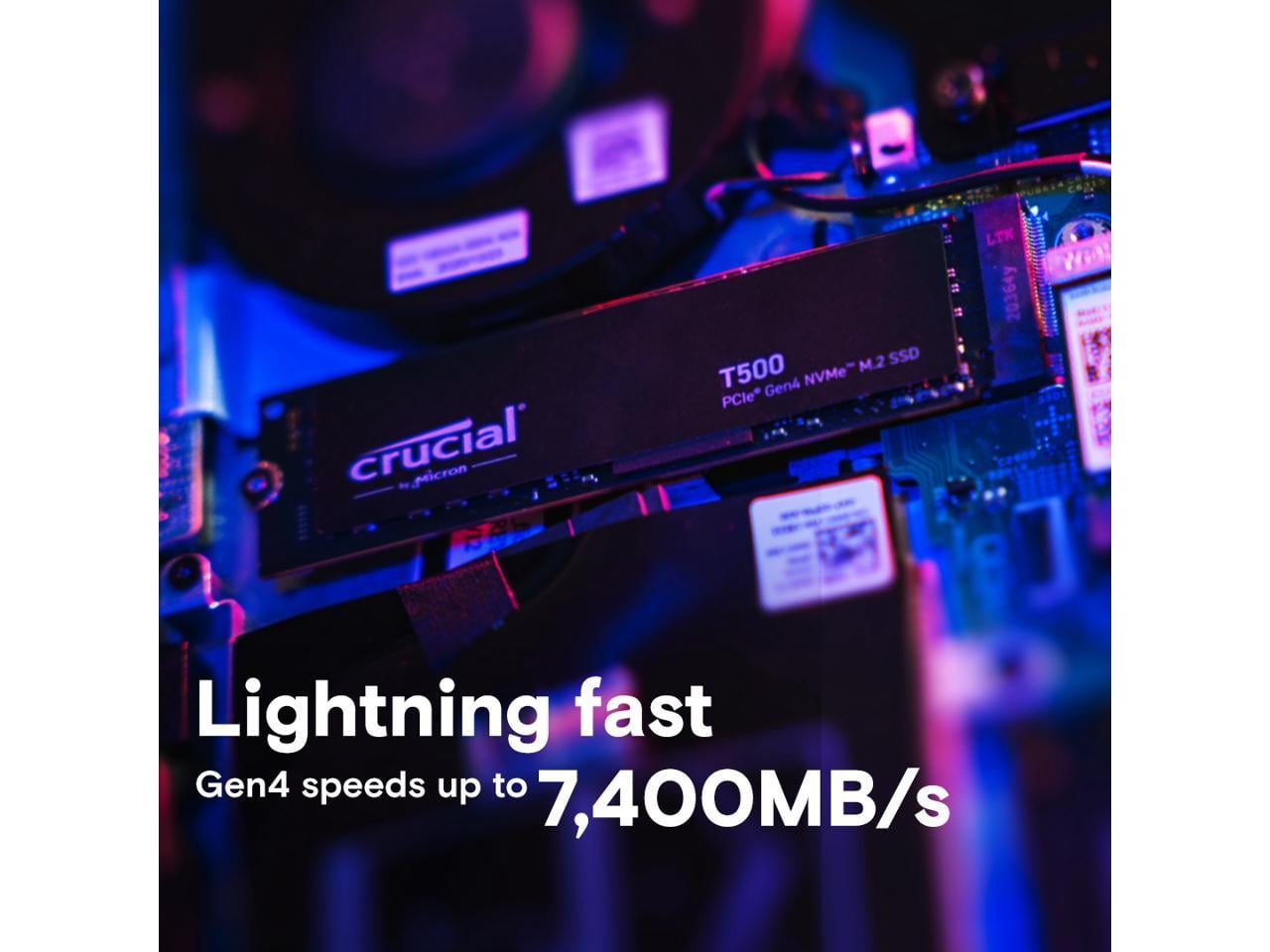 Crucial 1TB T500 Gen4 NVMe M.2 Gaming SSD, Up to 7300MB/s