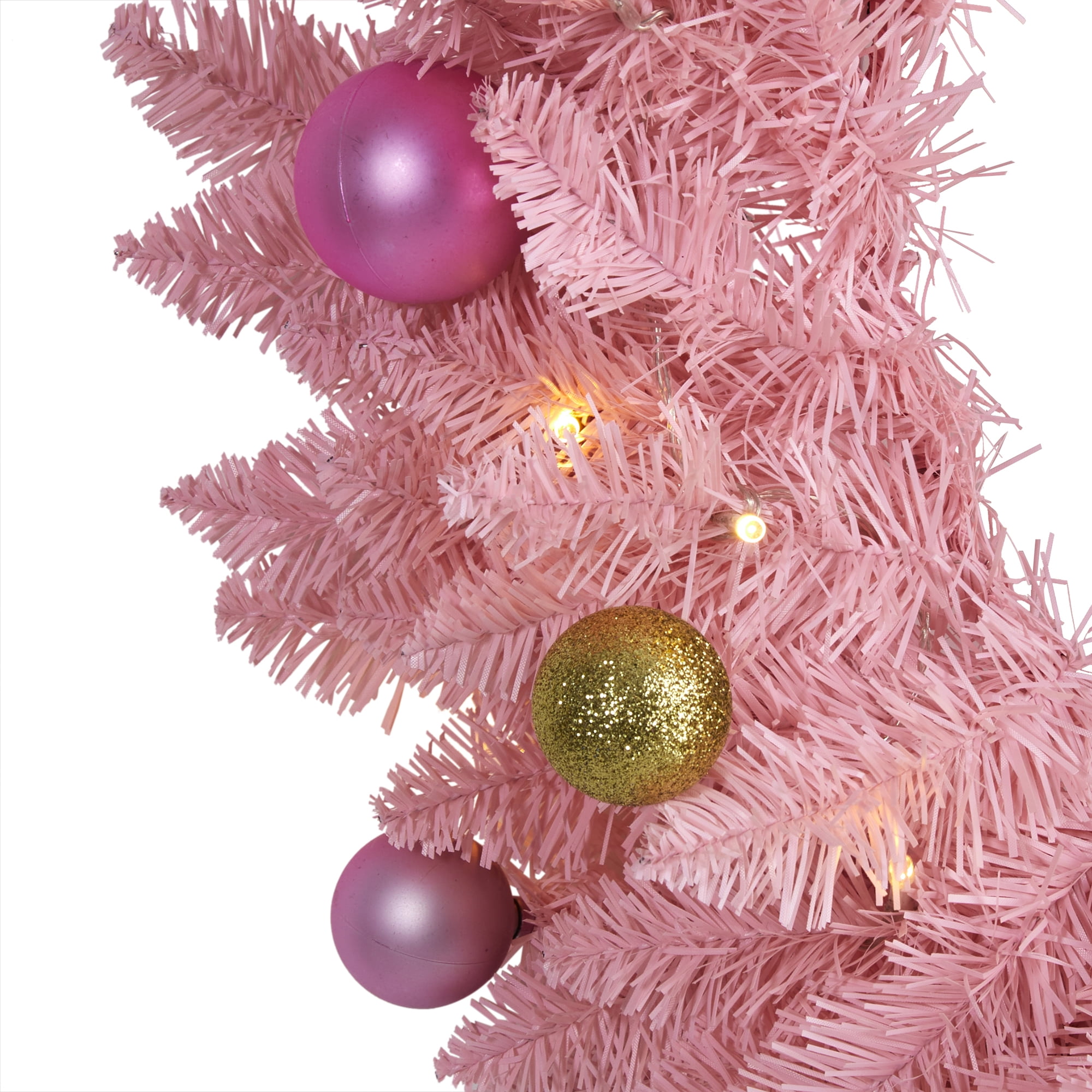 Nearly Natural 24" Pink Artificial Christmas Wreath with 35 LED Lights and Ornaments