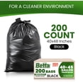 thumbnail image 2 of 40-45 Gallon Black High-Density Trash Bags, 200 Count Box, (40x48-inch) Commercial Medium-Duty Garbage Can Liners, 2 of 4