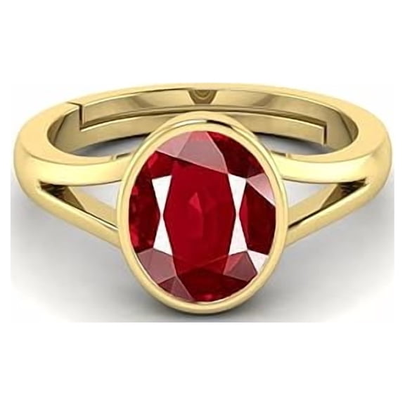 7.25 Ratti Natural Certified Ruby Manik Gemstone Panchdhatu Ring for Men & Women
