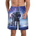 thumbnail image 2 of Uemuo Astronauts Start Running Pattern Men's Swim Trunks Hawaiian Beach Bathing Suit Swimsuits Beach Quick-Dry Shorts with Pockets-Large, 2 of 9