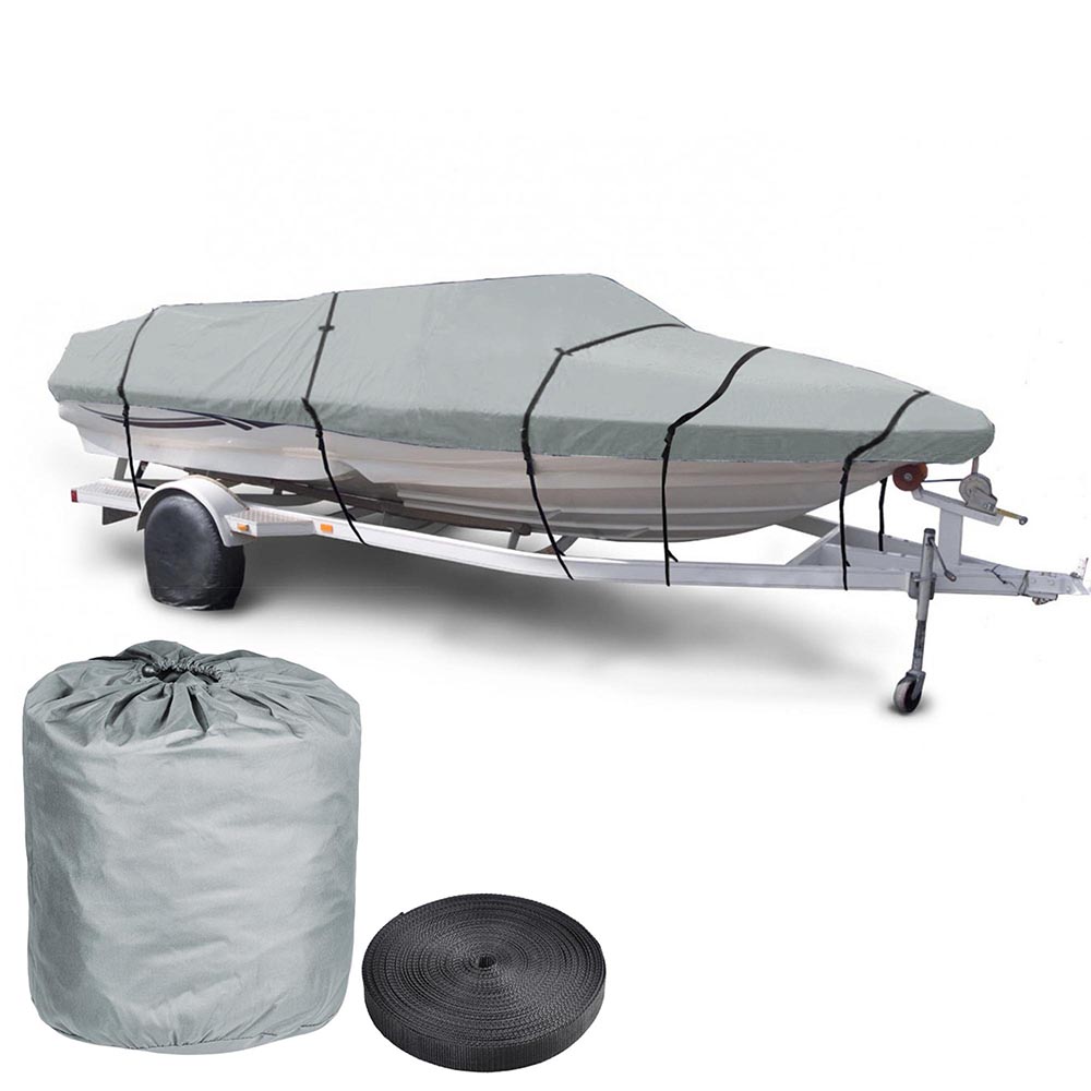 Yescom 600D V-hull Ski Boat Cover Trailerable Waterproof Pontoon Covers 16 17 18' Beam 95" w Oxford Bag Gray by Yescom