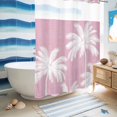 thumbnail image 6 of No Hook Shower Curtain, Peach Pink Palm Tree Shower Curtains for Bathroom with See Through Top Window, Summer Botancial Tropical Farmhouse Waterproof & Washable Bath Curtain Stall 48"x72", 6 of 9
