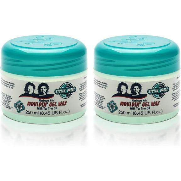 Stylin' Dredz Mouldin' Gel Wax - Loc n Twist Gel - Dreadlock Gel Wax with Tea Tree Oil - 250 ml Pack of 2