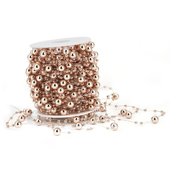 Guirnalda decorativa de cuerda de abdominales, Cadena de cuentas de perlas, Oro rosa de 30m para lasd decoraciones de boda de San Valentín Navideño