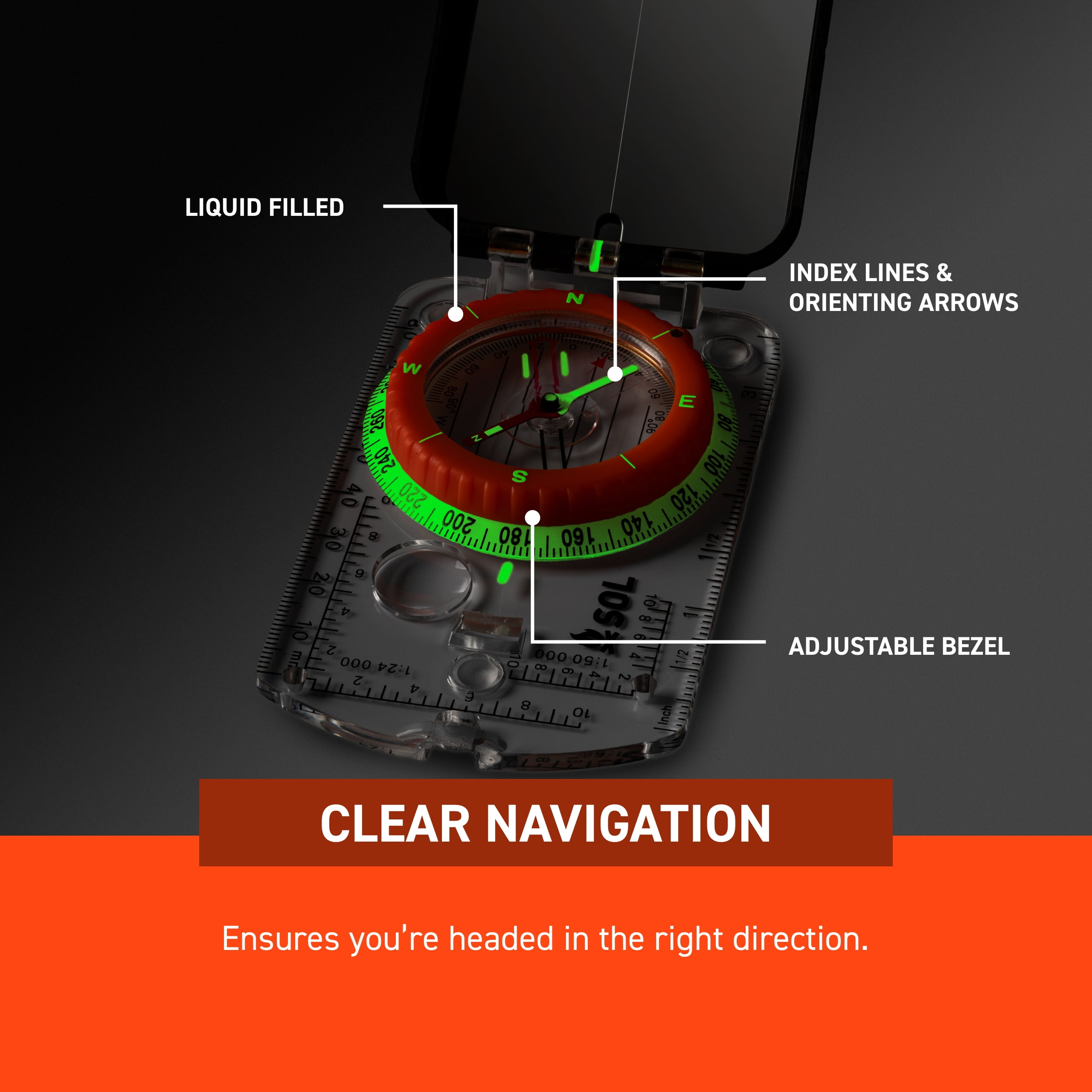 S.o.l. Survive Outdoors Longer Sighting Compass W/mirror - Walmart.com