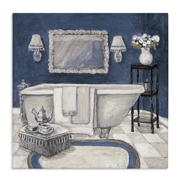 Stupell Industries French Country Peaceful Blue Bath Canvas Art, 17 x 17, by Charlene Olson