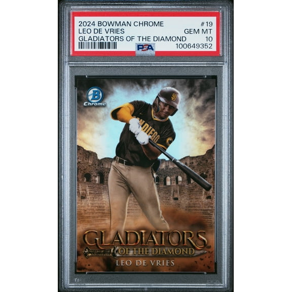 Graded 2024 Topps Bowman Chrome Leo De Vries #19 Gladiators of the Diamond Rookie RC Baseball Card PSA 10 Gem Mint