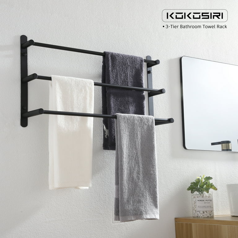 Matte black bathroom towel rack hot sale