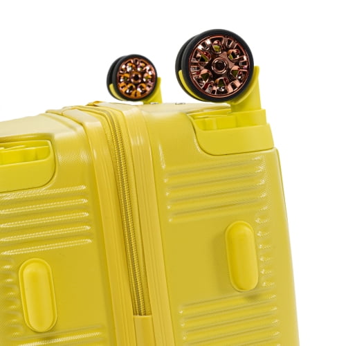 4-Piece Lightweight ABS Hard Shell Luggage Set with 360° Dual Spinner Wheels & Built-In Combination Lock, Scratch-Resistant Modern Travel Suitcase, Yellow