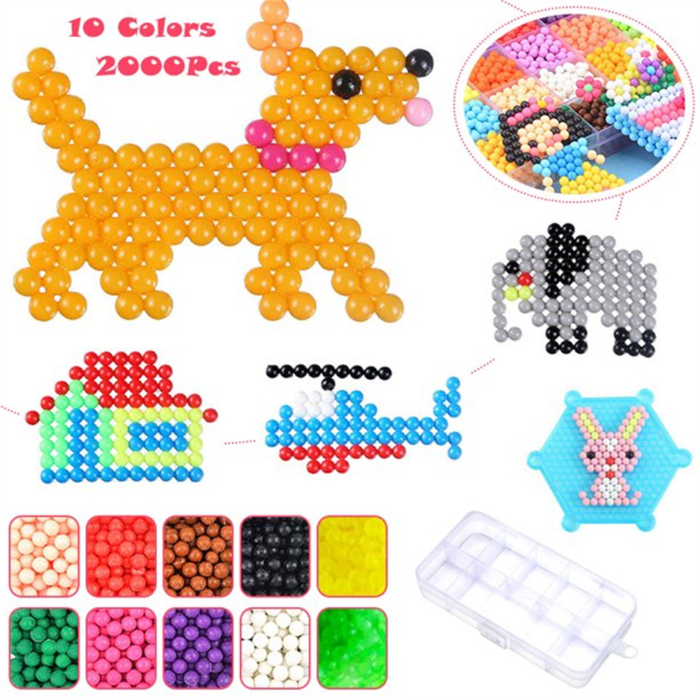 FZFLZDH Water Fuse Beads Kit2000 Beads 10 Colors Mega Bead Refill Beads Art Crafts Toys for