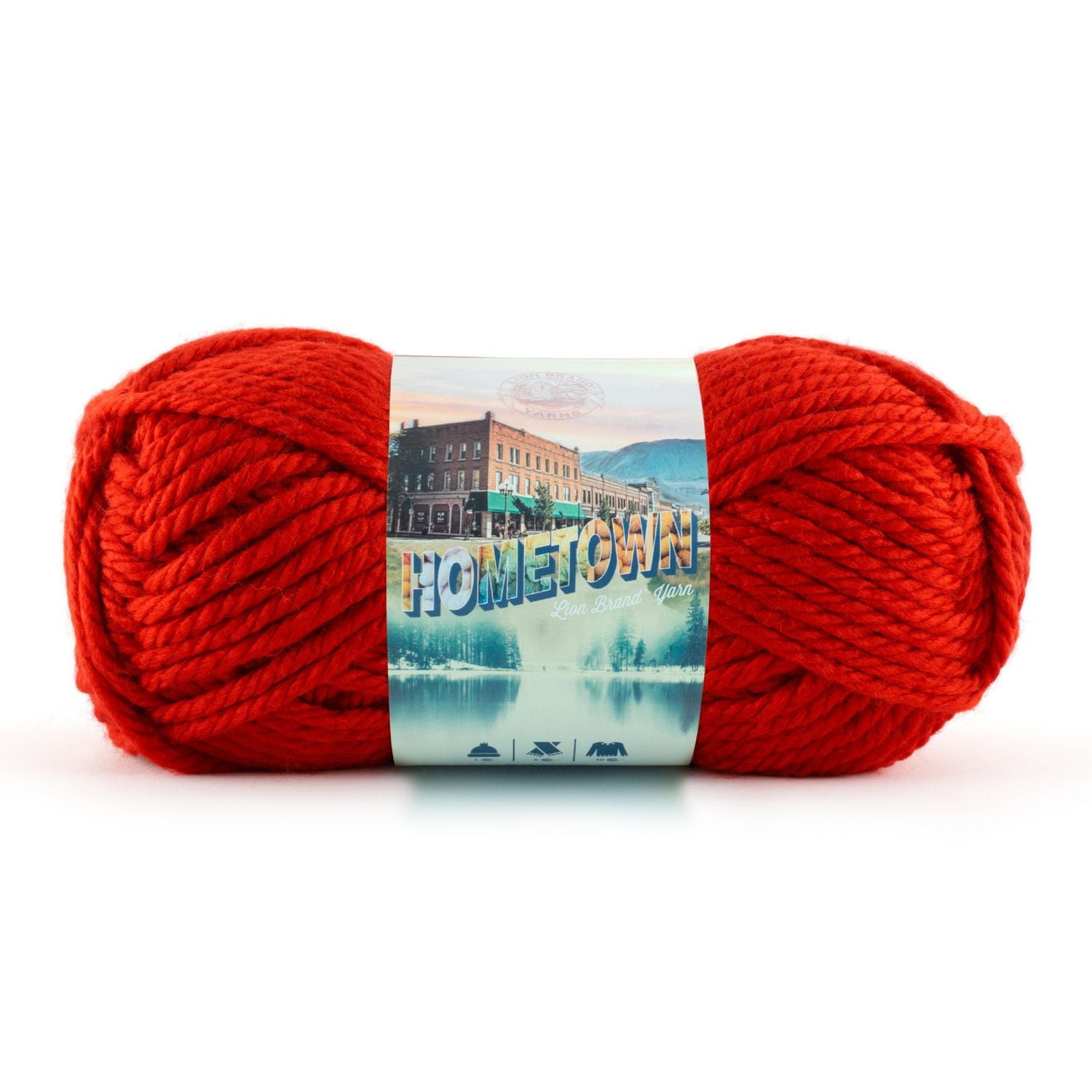 Lion Brand Yarn 135-113 Hometown Cincinnati Red Super Bulky Acrylic Yarn