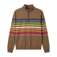thumbnail image 3 of Women Hoodless Sweatshirt Striped Print Half Zip Pullover Sweatshirt Soft Casual Long Sleeve For Fall And Winter Comfort Khaki 4XL, 3 of 7