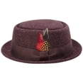 thumbnail image 2 of Montique Men's Heather Brown Soft Rabbit Wool Snap Brim Pork Pie Teardrop Dent Hat H52, 2 of 4