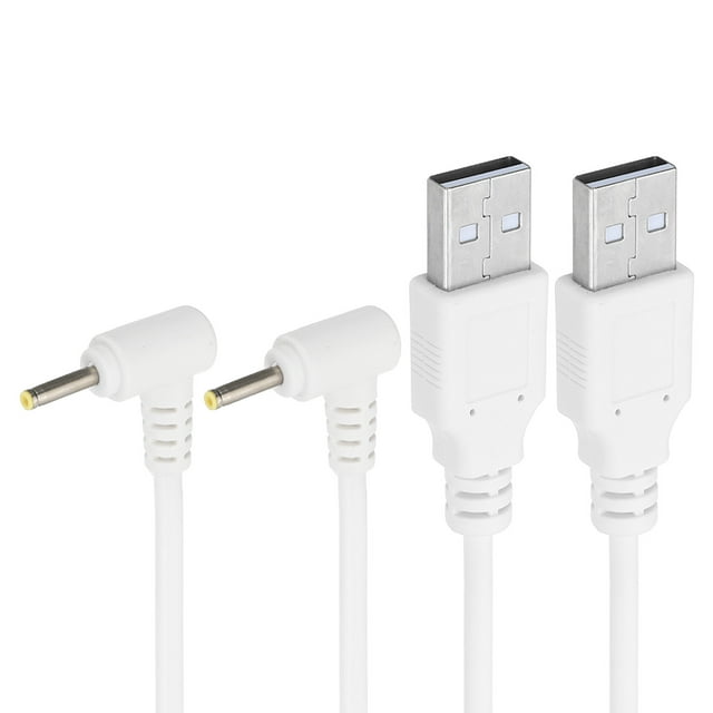 Uxcell 3Ft USB a conector de jack de barril DC 5.5x2.5mm, 2 piezas de adaptador de cable de carga de 24AWG, blanco