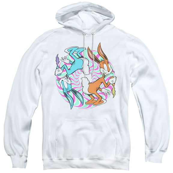 Looney Tunes Wacky Wabbit Adult Pullover Hoodie Sweatshirt White