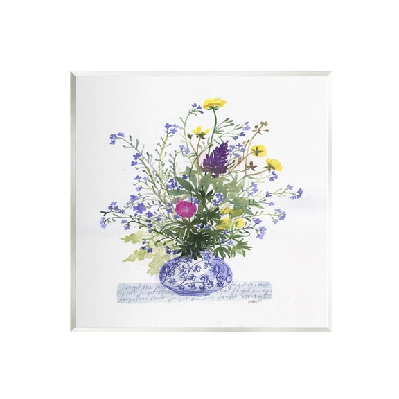 Stupell Industries Mixed Delicate Flowers Arrangement Cursive Words Pattern Painting Unframed Art Print Wall Art, Design by unknown