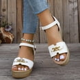 thumbnail image 4 of Cethrio Wedge Sandals for Women 2025, Open Toe Summer Ankle Strap Holiday Womens Footwear White Size 6.5, 4 of 7