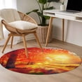 thumbnail image 4 of Round Rugs 4Ft, Fall Thanksgiving Round Area Rug Washable Indoor Throw Carpet, Red Orange Sunrise Forest Autumn Soft Non Slip Circle Rug for Kitchen Nursery Room Home Decor Aesthetic, 4 of 8