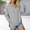thumbnail image 5 of Otntypg Women Zip Up Hoodies Lightweight Long Sleeve Drawstring Hooded Pullover Sweatshirt Oversized Side Split Hoodie Outwear Jacket with Pockets Gray XL, 5 of 6