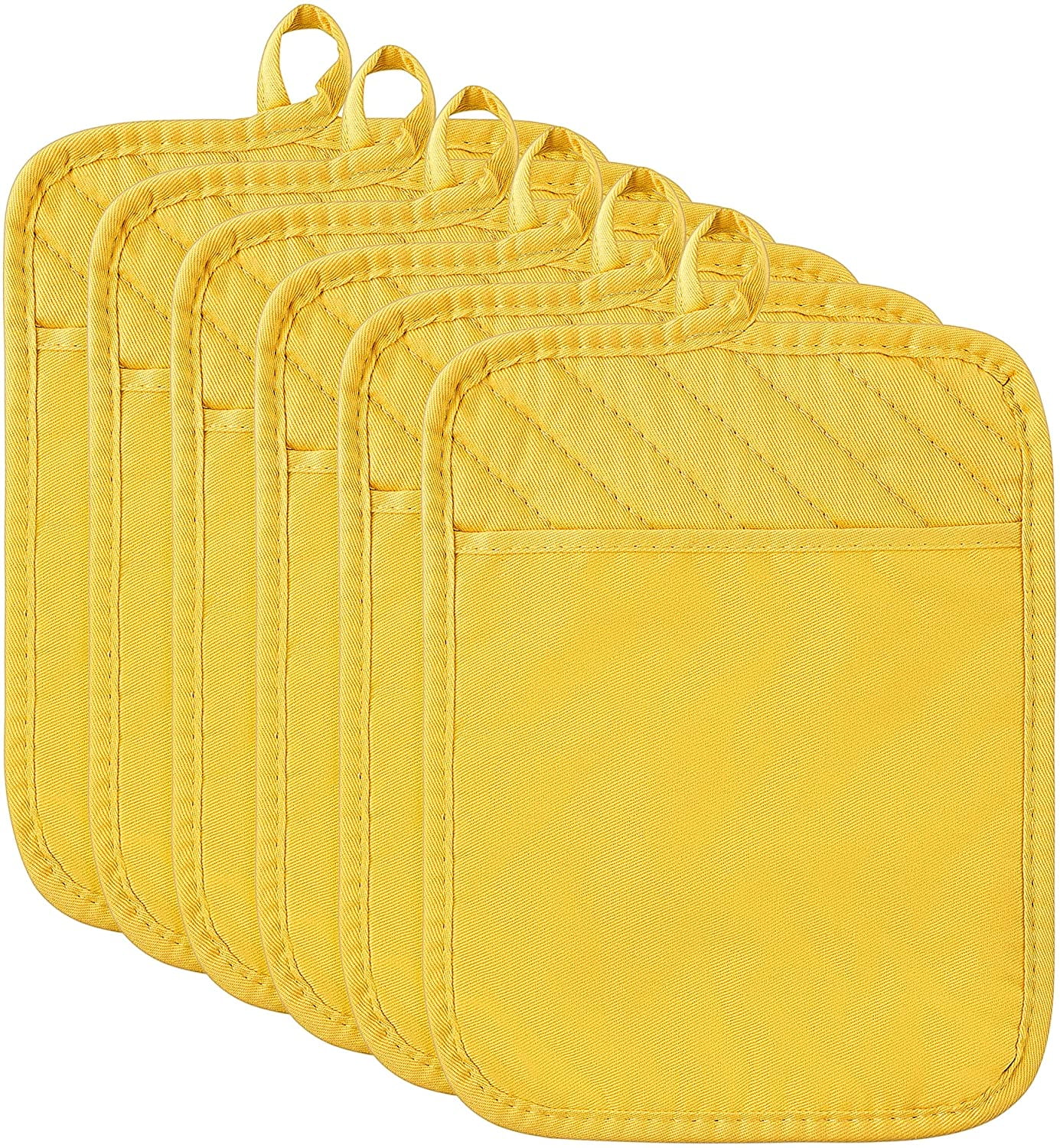 Zulay Kitchen Pot Holder - Quilted Terry Cloth Potholders 7x7 Inch (Black),  1 - Foods Co.