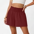 thumbnail image 5 of CHGBMOK Womens Summer Casual Shorts with Pockets Solid Elastic High Waisted Wide Leg Shorts Beach Vacation Outfits, 5 of 7