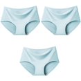 thumbnail image 1 of Bragas de seda de hielo sin costuras para mujer, ropa interior cómoda de talla grande, M-XXL de cintura media, múltiples opciones de Color, lencería, 3 uds./Set, 1 of 4