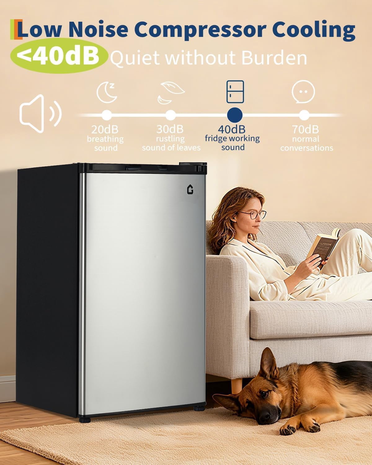 YUSAZENS Compact Refrigerator with Freezer, Energy Efficient Small Fridge with Adjustable Thermostat, Removable Shelves, Quiet Operation for Dorm, Apartment, Office and Bedroom