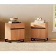 thumbnail image 3 of WAMPAT 2 Pack Nightstand with 1 Drawer & 1 Storage Cabinet, Modern Bedside Table with 2 Open Doors for Bedroom, Wood Rustic Side End Table for living Room., 3 of 7