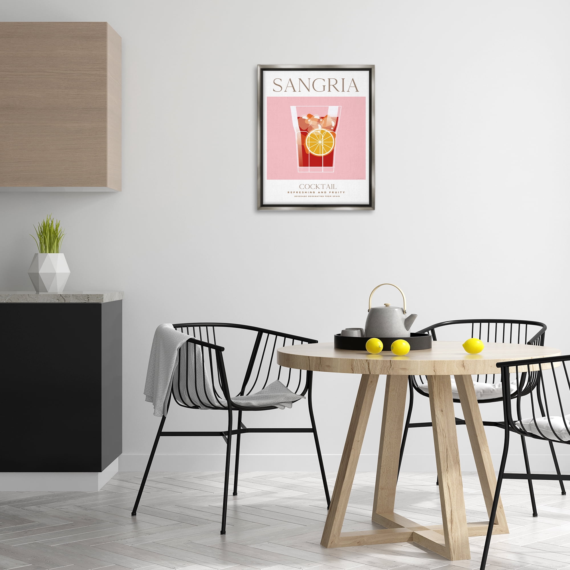 Stupell Industries Chic Minimal Sangria Food & Beverage Painting Gray Floater Framed Canvas Art Print Wall Art, 17 x 21