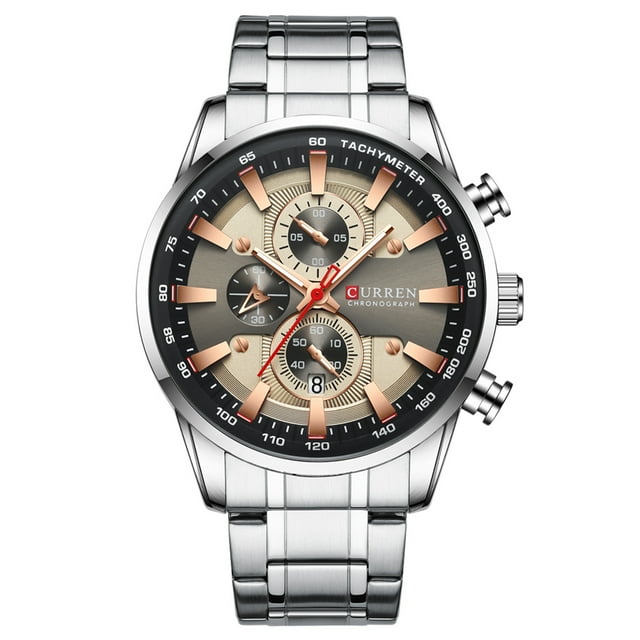 CURREN Men Watch Quartz Movement Stainless Steel Strap Time &