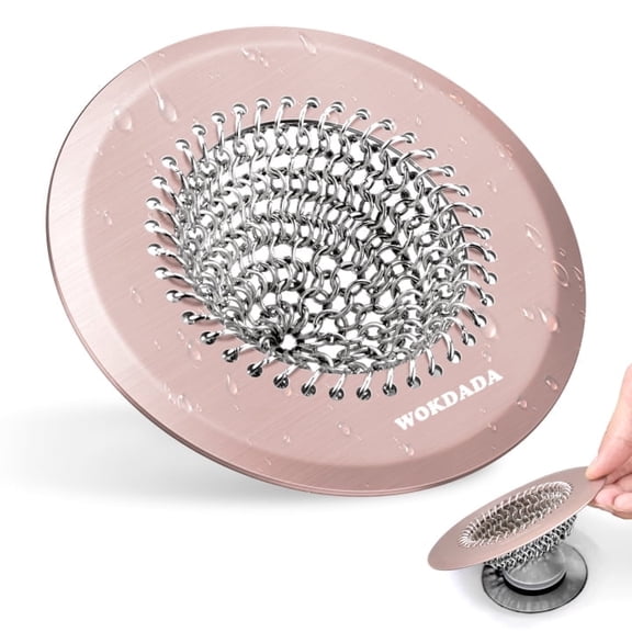 WOKDADA Shower Drain Hair Catcher, Fast Drainage Bathtub Drain Hair Catcher, Easy Clean Hair Catcher Shower Drain, 304 Stainless Steel Shower Drain Cover For Shower Regular & Pop-up Drain (Rose Gold)