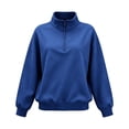 thumbnail image 3 of Horkkom Quarter Zip Pullover Women Casual Loose Soft Tops Oversized Fall Winter Sweatshirt XXL, 3 of 6