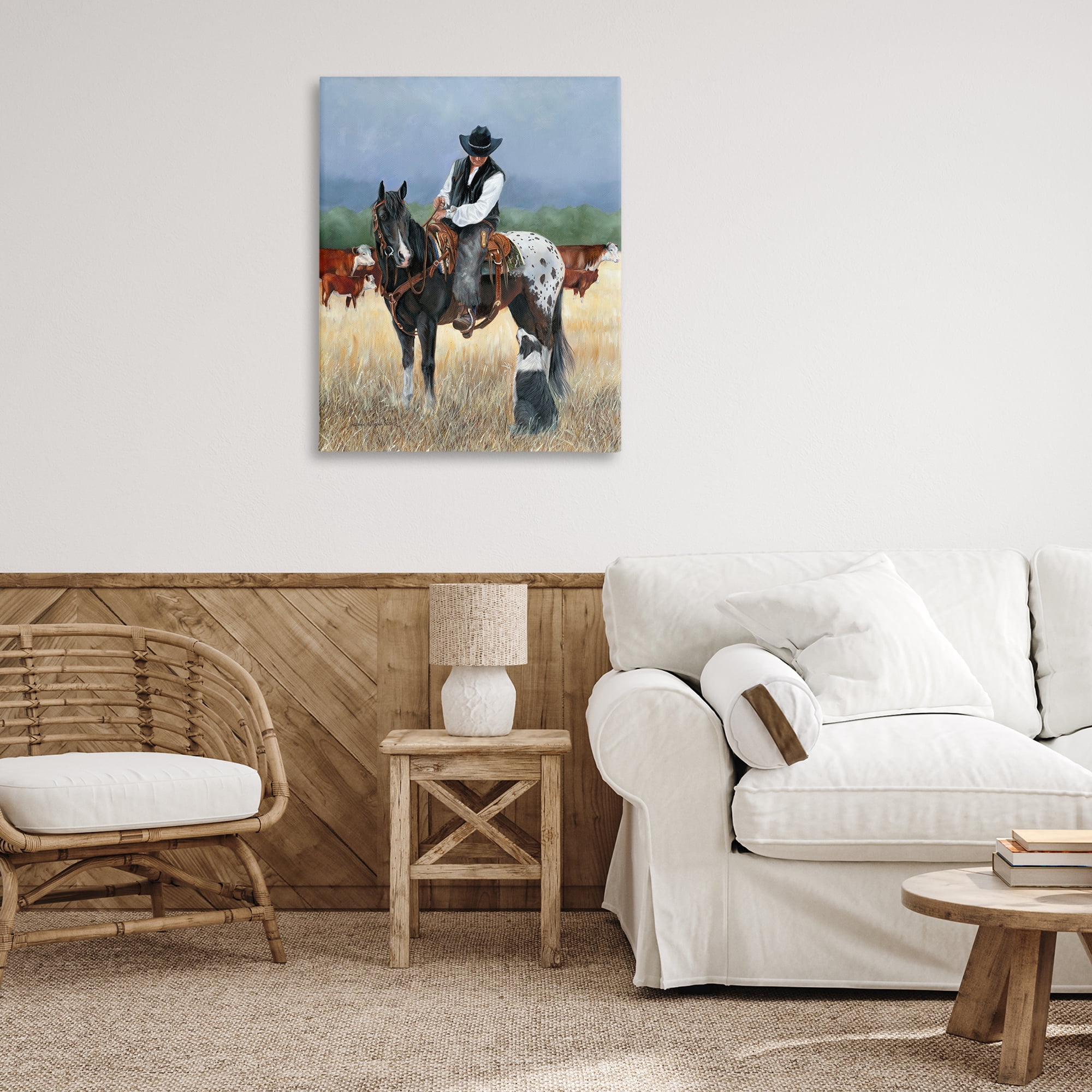 Stupell Industries Cowboy & Dog Animals & Insects Painting Gallery Wrapped Canvas Art Print Wall Art, 30 x 40