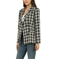 thumbnail image 4 of DARING DIVA Women's Plaid Notched Lapel Blazer Jacket S Black, 4 of 6
