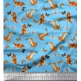 thumbnail image 1 of Soimoi Blue Poly Georgette Fabric Insect & Cat Animal Decor Fabric Printed BTY 42 Inch Wide, 1 of 1