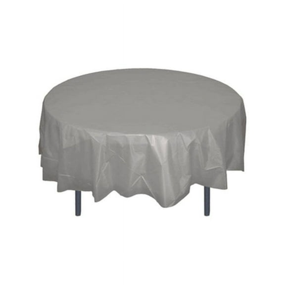 *12 Count* Silver 84" Round Plastic Tablecloths