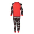thumbnail image 4 of Christmas Family Pajamas Matching Set, Long Sleeve Deer Print T-shirt with Snow Print Pants Sleepwear Loungewear, 4 of 10