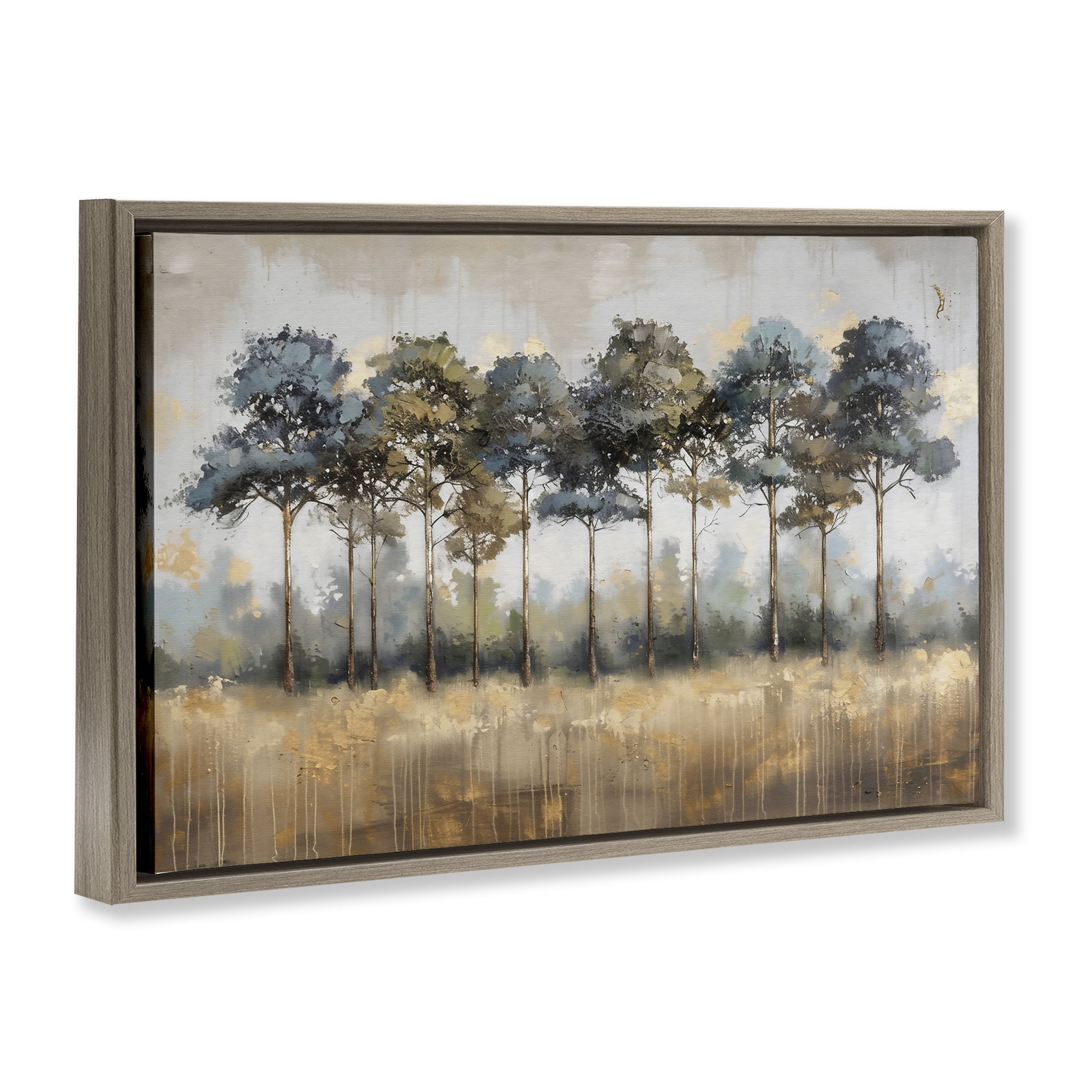 Stupell Industries Green & Blue Forest Grove Brown Framed Floater Canvas Wall Art, design by Creative Studio