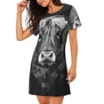 thumbnail image 2 of Yiaed Geometric Bull Design Print Women's Loose-Fit Short Sleeve Nightgown, Soft and Comfortable Sleep Dress for Relaxation and Sleepwear, 2 of 6