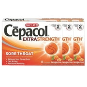 Cepacol Extra Strength Sugar Free, Orange 16 Ct (Pack of 3)