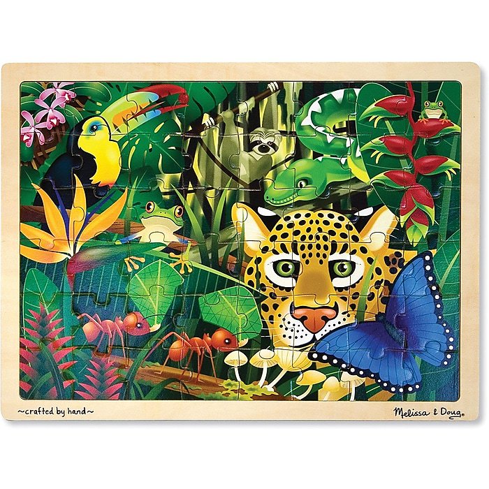 Melissa & Doug Rainforest Wooden Jigsaw Puzzle With Storage Tray (48