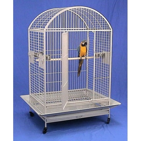 XX-Large 40"L x 30"W x 66.5" H Deluxe Extra Strong Wrought Iron Castle Dome Top Parrot Bird Rolling Cage With Extra Strong 6mm Wire