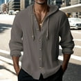 thumbnail image 4 of Caqnni Men's Casual Cotton Linen Shirts Long Sleeve Beach Shirt (Dark Gray,XL), 4 of 4