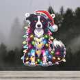 thumbnail image 3 of Lotusprinthandmade Personalized Border Collie Dog and Christmas Light Custom Shape Window Hanging Acrylic Ornament (8x8), christmas border collie window ornament, 3 of 5