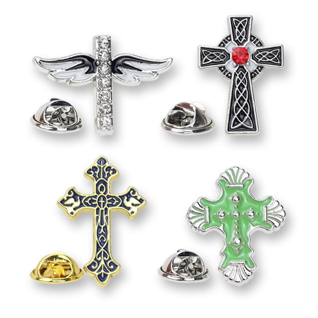Juego de broches decorativos con forma de cruz y solapa en forma de cruz