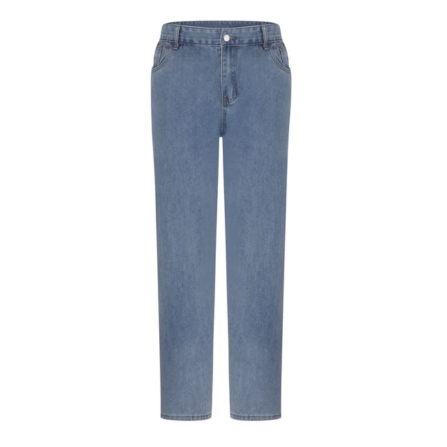 Pantalones vaqueros largos para hombre, casuales, de color sólido, con bolsillos, cómodos, de pierna recta, de poliéster