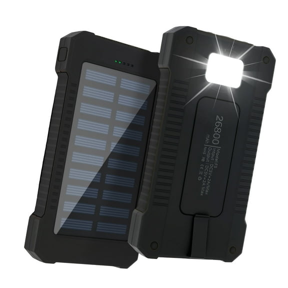 Solar Charger Power Bank 26800mAh, Portable Fast Charging Power Bank with Type-C & USB Ports, Compatible with iPhone, Samsung & More, Waterproof Solar Panel for Camping and Outdoor Use(Black)